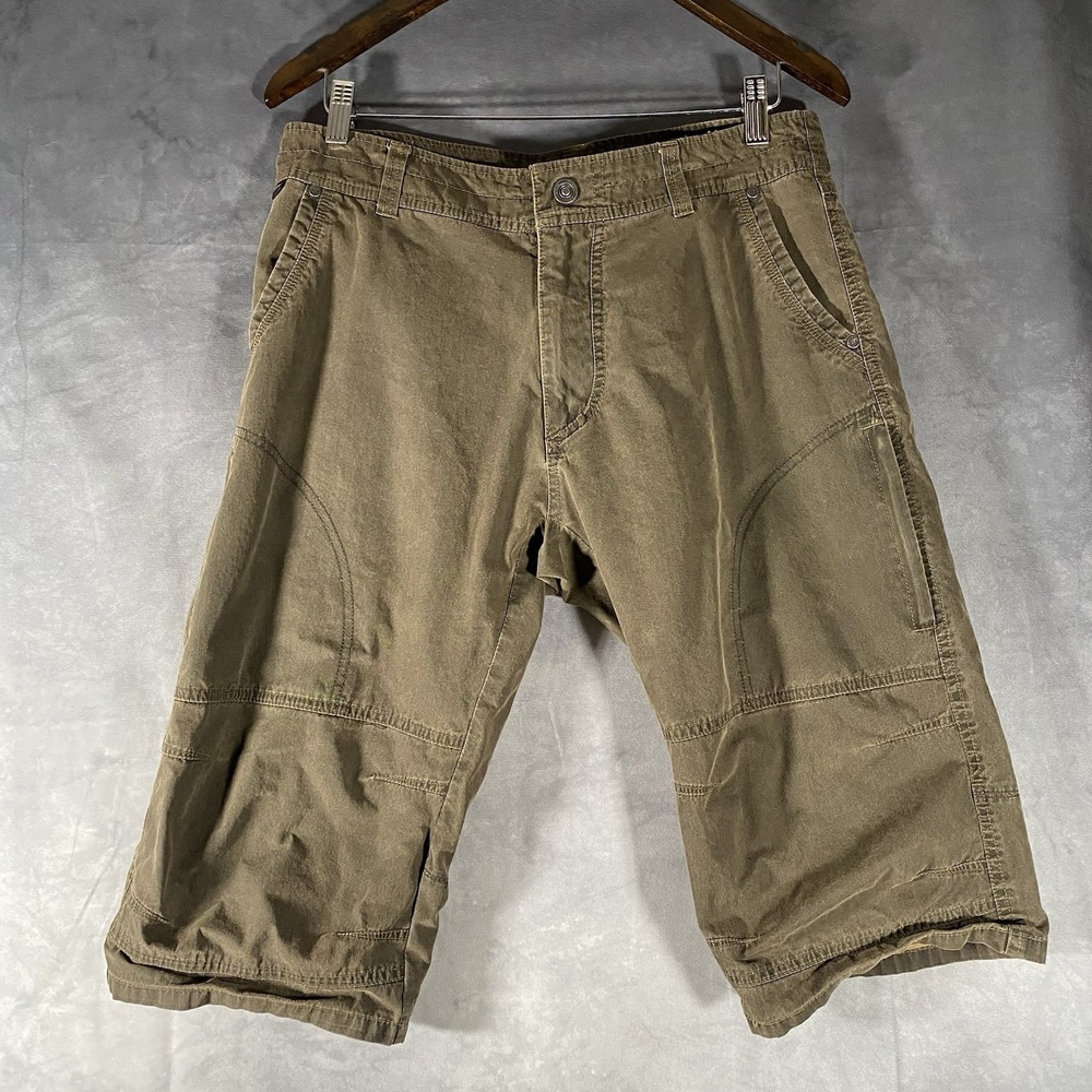 Kuhl Renegade Cargo Shorts Khaki Size 32 Cotton Nylon Blend Hiking Outdoor